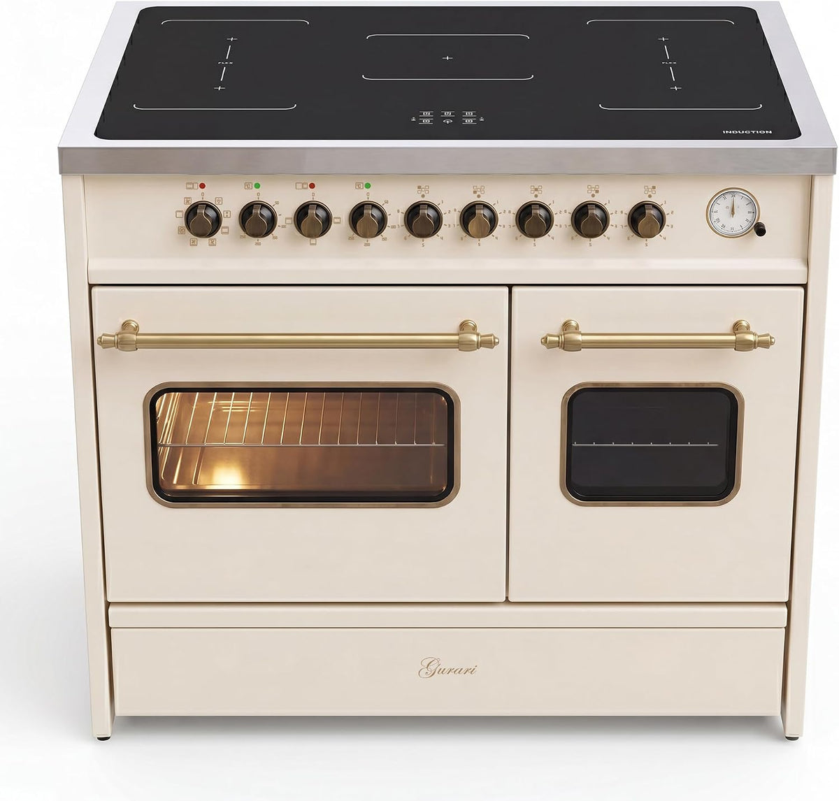 Gurari Elektroherd, 90 cm, Creme, Induktions Standherd GCH E 913 DF CR • Retro Range Cooker •
