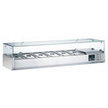 Wohnzimmerschrank Saro, 150 cm, 230 V, 74 kg, Silber/Transparent, Aufsatzkühlvitrine für Pizzatisch & Gastronomie