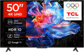TCL Fernseher, 50 Zoll, Schwarz, Smart TV, 50V6C Direct LED TV, 4K HDR, Smart TV mithilfe von Google TV (Dolby Audio