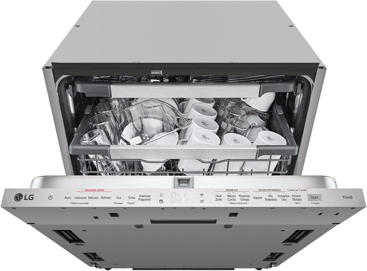 LG Geschirrspüler, Silber, DB597TXS Einbau-Spülmaschine, 14 Gedecke, vollständig einklappbar, Energieklasse A