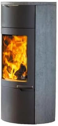 Austroflamm Kaminofen, 7 kW, Schwarz/Grau, Kamin, UNO Xtra, Specksteinmantel+Specksteindeckel