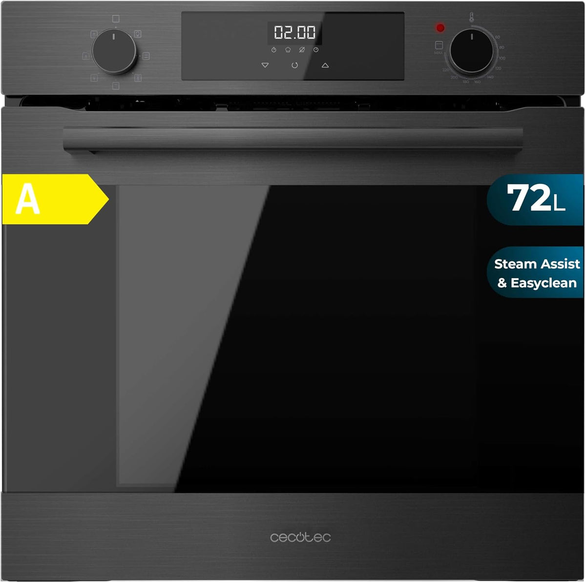 Cecotec Backofen, 2800 W, 60 cm, 72 l, Schwarz, Bolero Hexa M226000 Multifunktionsofen, integrierbar, Matt A, 7 Funktionen