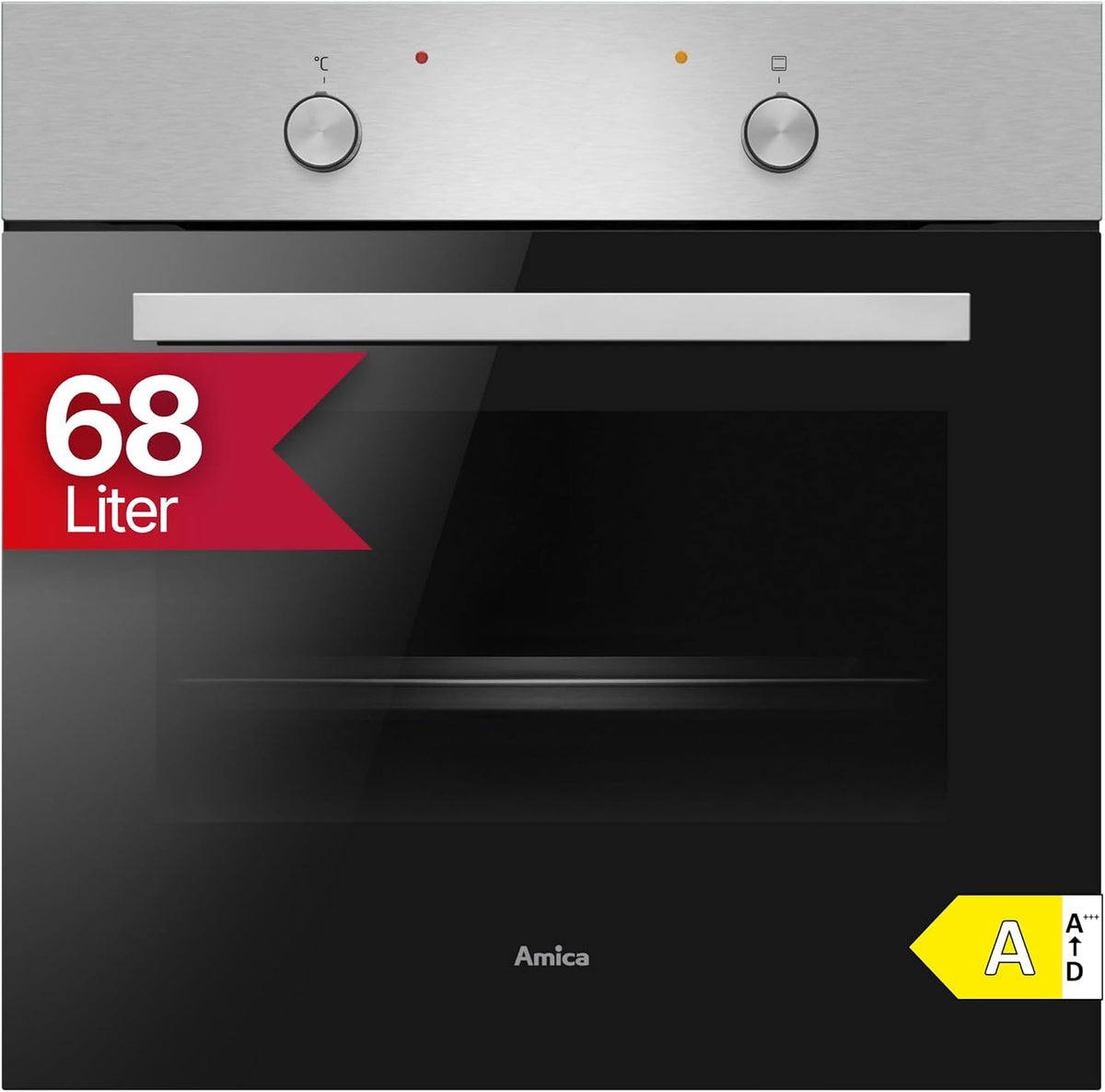 Amica Backofen, 59,5x59,5x57,5 cm, 68 L, Schwarz/Silber, Einbau Steam Clean ABE 9410 E