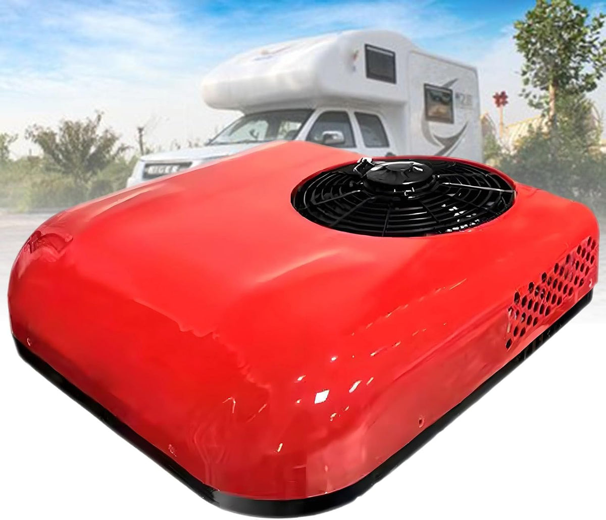 ExoticaBlend Mobiles Klimagerät, 850 W, 12 V, 24 V, Rot, / DC-Dachklimaanlage für Wohnmobile, geräuscharmes Klimagerät