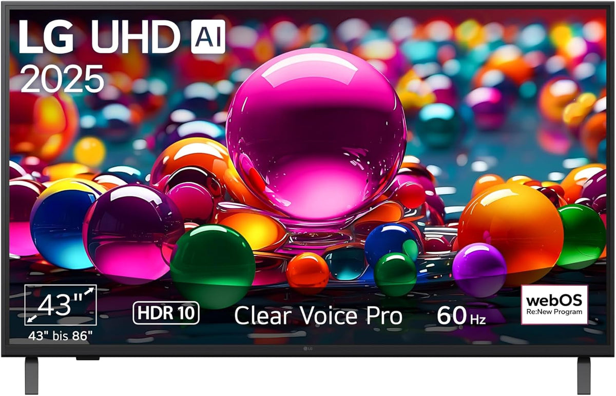 LG Fernseher, 43 Zoll, 109 cm, Schwarz, 43UA75006LA TV 4K UHD AI TV (α7 Gen8 4K AI Prozessor, webOS 25, 60Hz) [Modelljahr 2025]