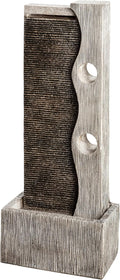 Dehner Tischbrunnen, 100 x 40 x 19.8 cm, grau, Gartenbrunnen Eclipse mit LED Beleuchtung, Polyres