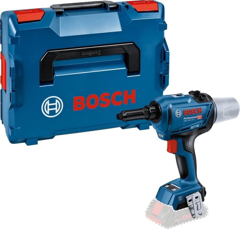 Bosch Professional Druckluftpistolen, 25 mm, 18 V, Blau/Schwarz/Rot, System Akku Nietpistole GRG -16 C (Zugkraft max. 16.000 N