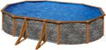 Paradies Pool Stahlrahmenpool, 375x610x120 cm, 0,4 mm, blau, Gre Giant oval (Ø x H), Komplettset, Stahlwandbecken Stein/Holz