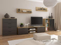 MATKAM Sideboard, 18 mm, Schwarz, Wohnwand Chopin 2, 5-teilig, laminierte, Schubladenschrank H75xB60xT23 cm, Fernsehschrank H35xB140xT40 cm