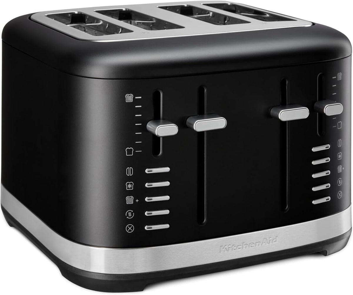 KitchenAid Toaster, 3,2 cm, 1960 W, Schwarz, 5KMT4109EBM für 4 Scheiben, Manuelle Bedienung, 7 Bräunungsstufen, Extrabreite Schlitze