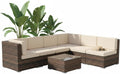 Mucola Sofa, Braun, Polyrattan Lounge XXL Gartenmöbel Set, wetterfeste Sitzgarnitur mit Tisch, Auflagen & Verbindungsclips