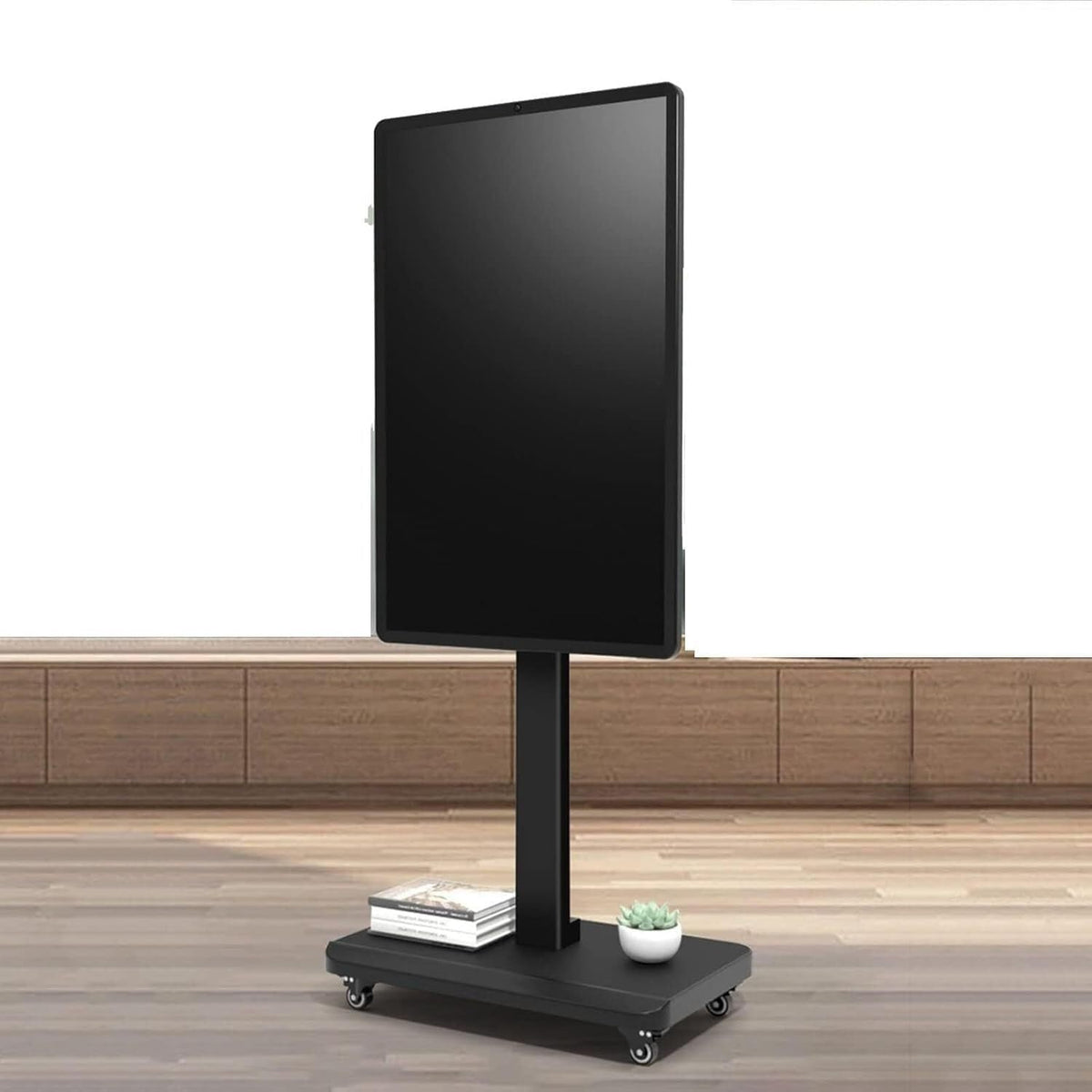 Fernseher, wie abgebildet, 65 Zoll, 100 kg, kaltgewalzter Stahl, Schwarz, TV-Ständer mit Rollen LCD-TV-Aufhänger - Mobiler TV-Wagen