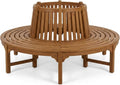 SAM Sitzbank, 220 cm, Schwarz, Baumbank Timo rund, Teakholz massiv, 360° Rundbank