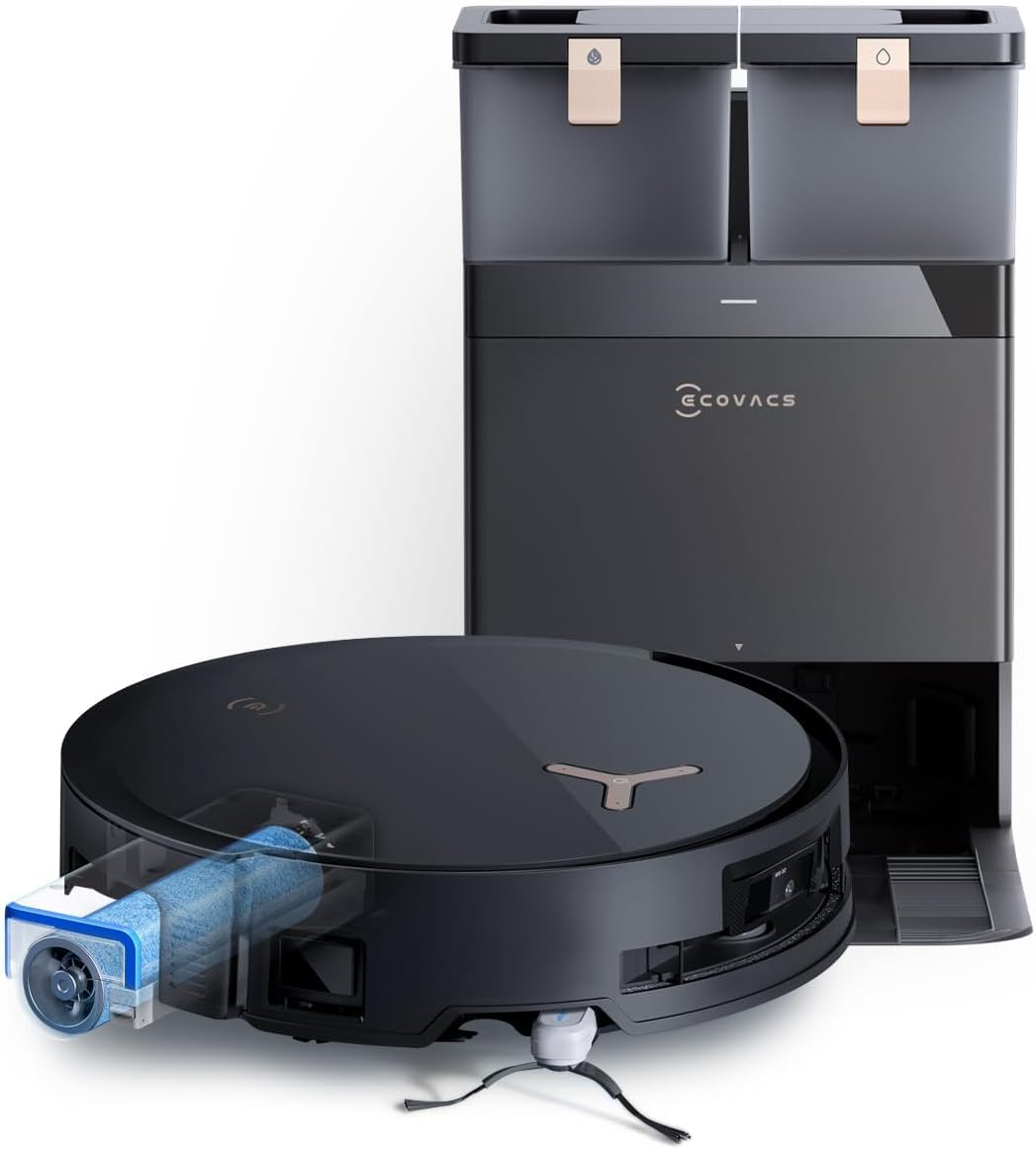 ECOVACS Saugroboter, Schwarz, DEEBOT X8 PRO Omni mit Wischfunktion, OZMO Roller mit kontinuierliches Wischen & Selbstreinigung