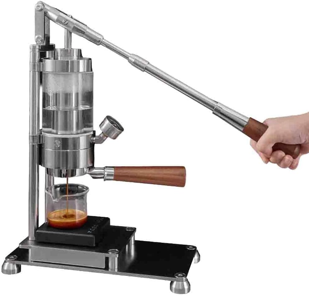 MHKHBA Kaffeemaschine, Edelstahl/Aluminiumlegierung, Schwarz/Silber, Gewerbliche Espressomaschine, Manuelle Espressomaschine Mit Variablem Druck