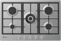 Candy Kochfeld, 12150 W, 75 cm, 60 cm, Silber, CHG74WPX Gas, breit, hohl, 5 Brenner, 3 Gitter aus Gusseisen, Sicurflame-Sicherheitsventil