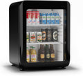 Klarstein Getränkekühlschrank, 65 L, Schwarz, Audrey Evo Mit Glastür -, Retro-Design, LED-Beleuchtung, Doppelt Verglaste Tür