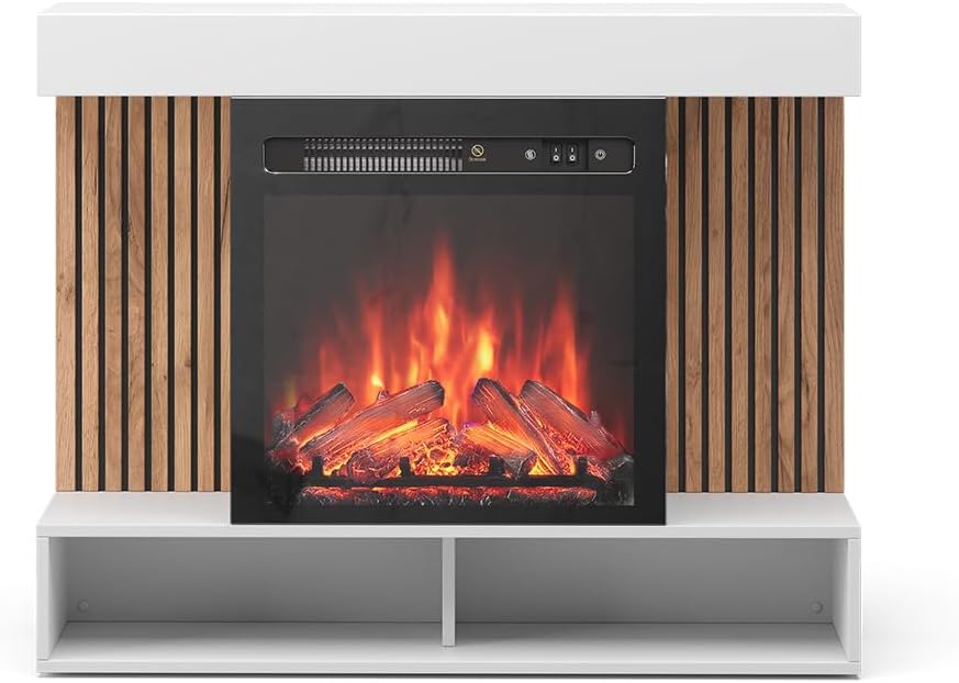 Vicco Elektrokamin, 100 cm, Weiß, Lynea