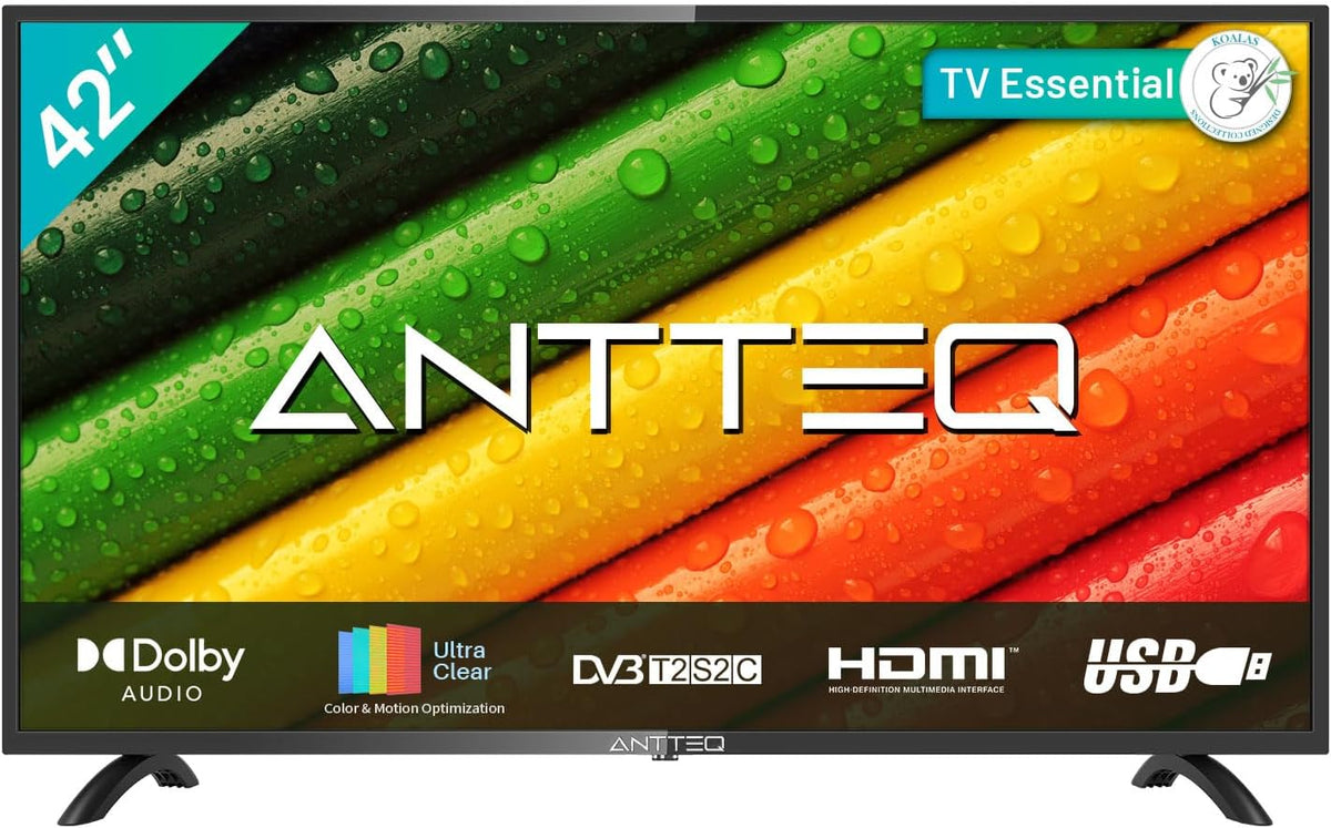 Antteq Fernseher, 42 Zoll, 107 cm, Schwarz, AB42D1 (TV ), Dolby Audio, Triple Tuner DVB-C / T2 / S2, HDMI, USB-Media Player
