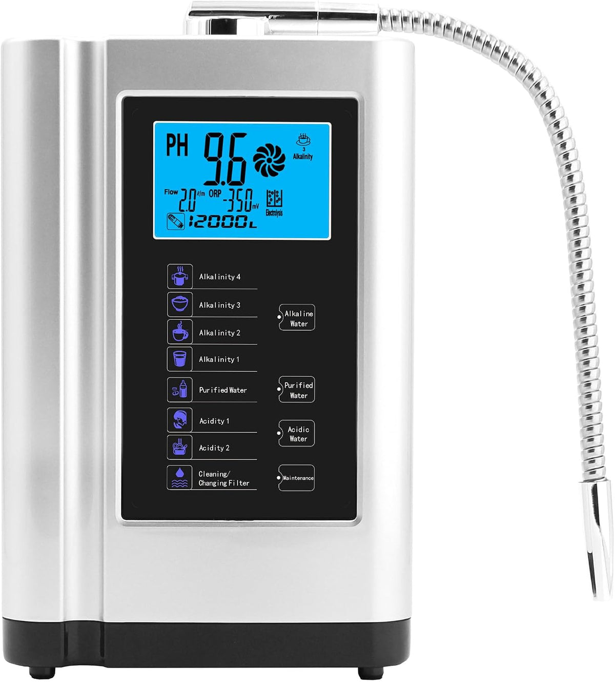 LADECNERHT Wasseraufbereiter, 8000 Liter, Silber, Alkaline Säurewasser Maschine Orp Bis Zu ±550 Mv Ph-Wert 3.5