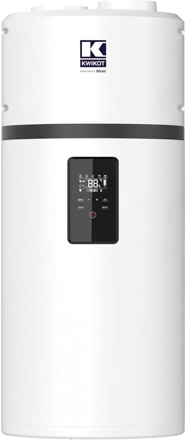 Techomey Wärmepumpen, 110 L, Weiß/Schwarz, Luft-Wärmepumpe Warmwasser, Warmwasser Wärmepumpe, Vertikale Wandmontierte Warmwasser Wärmepumpe
