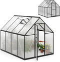 HOMASIS Dachfenster, 250x190x195 cm, Schwarz/Transparent, Gewächshaus Aluminium mit Fundament, Gartenhaus mit & Tür