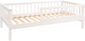 Alije Bett, Grau, Kinder mit Rausfallschutz 60x120 Weiß NINA Lattenrost