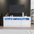 TV-Schrank Merax, 160 cm, Weiß, Lowboard, TV Schrank Lowboard mit LED Beleuchtung, Hochglanz TV Board, Push-to-Open System