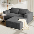 Sofa Vesgantti, 202 cm, Grau, Modulares Eck L-Form, 2-Sitzer Cord mit Federkern, Extra Tiefe Sitzfläche, Komfortables Polster mit Ottomane
