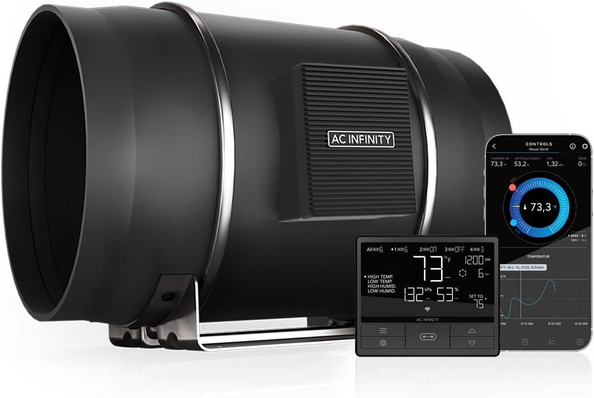 AC Infinity Belüftungsgeräte, 300 mm, Schwarz, CLOUDLINE PRO T12, Leises Inline-Lüftersystem mit, für Grow-Zelte und Hydroponik