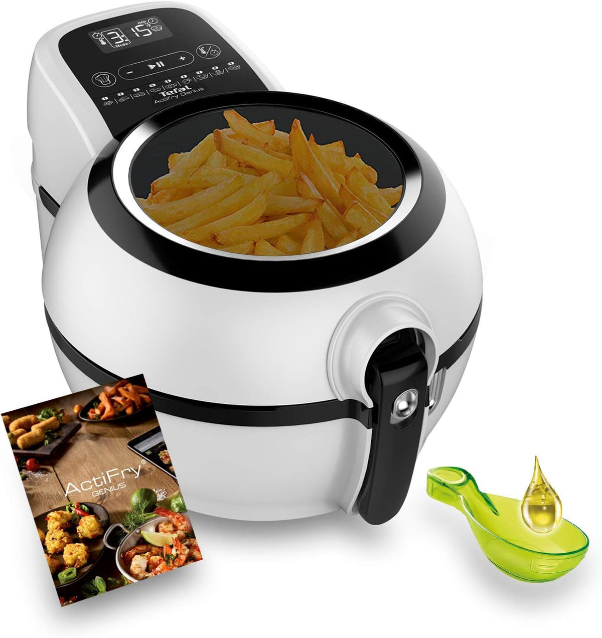 Tefal Heißluftfritteuse, 1,2 kg, schwarz, Actifry Genius Snaking FZ761015 Fritteuse ohne Öl, mit 9 Automatikprogrammen und Snackzubehör