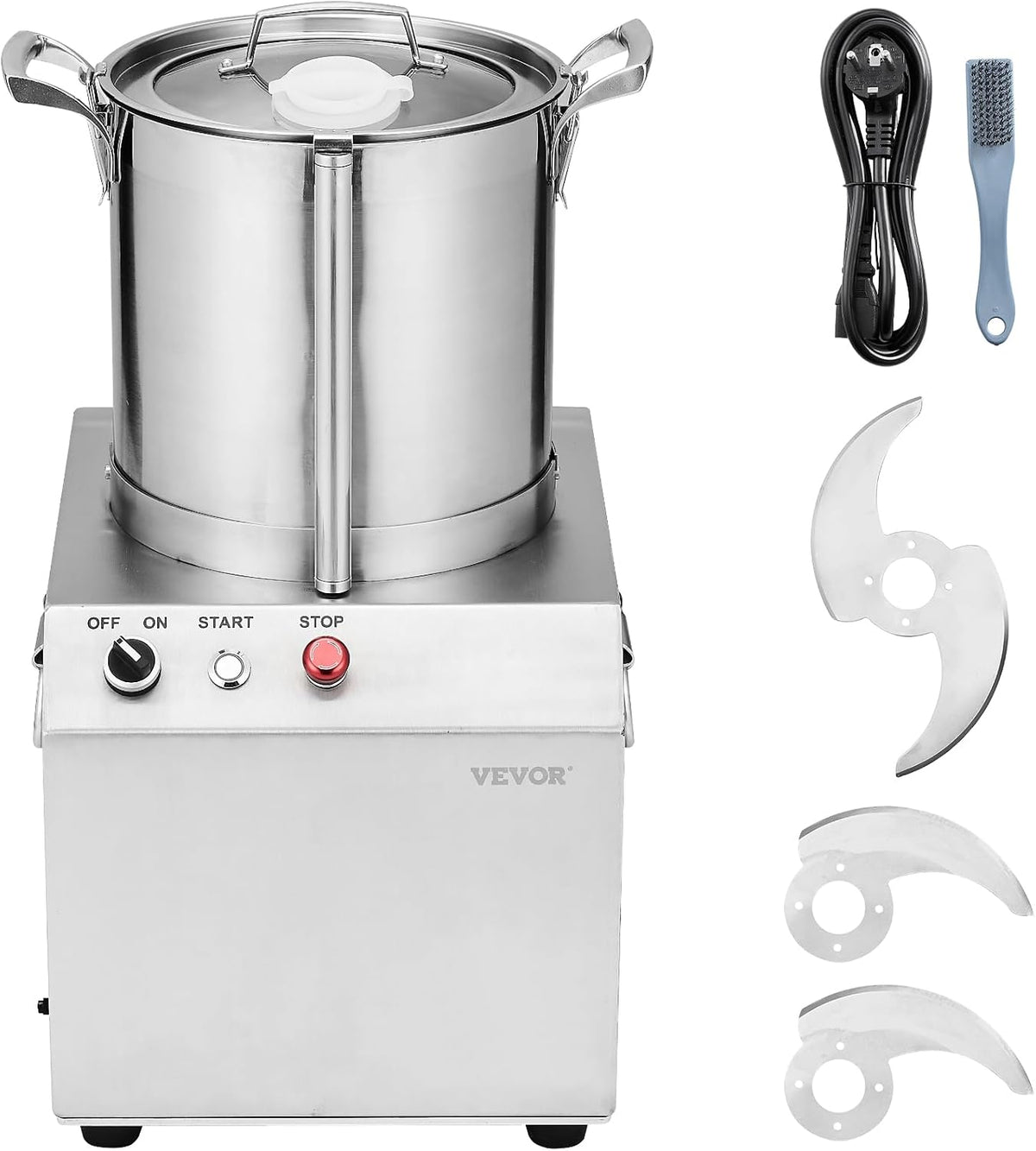 VEVOR Universalzerkleinerer, 10 L, Silber, Küchenmaschine Gemüsezerkleinerer, Küchenmaschine aus lebensmittelechtem Edelstahl mit 2