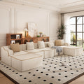 PHI VILLA Sofa, Beige, Eck mit Schlaffunktion Cloud Boneless Couch, Wohnlandschaft U Form Modulares Wohnzimmer Cord Keine