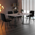 Modernes Essgruppe, Schwarz/Grau, Esszimmer-Set mit 4 Samtstühlen, stabile Metallbeine, Marmoroptik, Tischplatte für Küche und Esszimmer