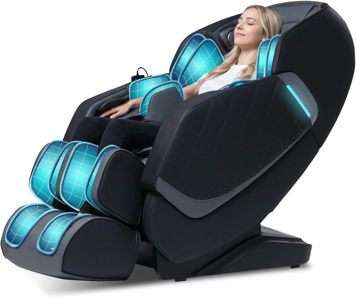 RelaxRelife Audiogerät, Schwarz, Massagesessel mit SL-Schiene & Zero Gravity , Ganzkörpermassage, 3D Massage