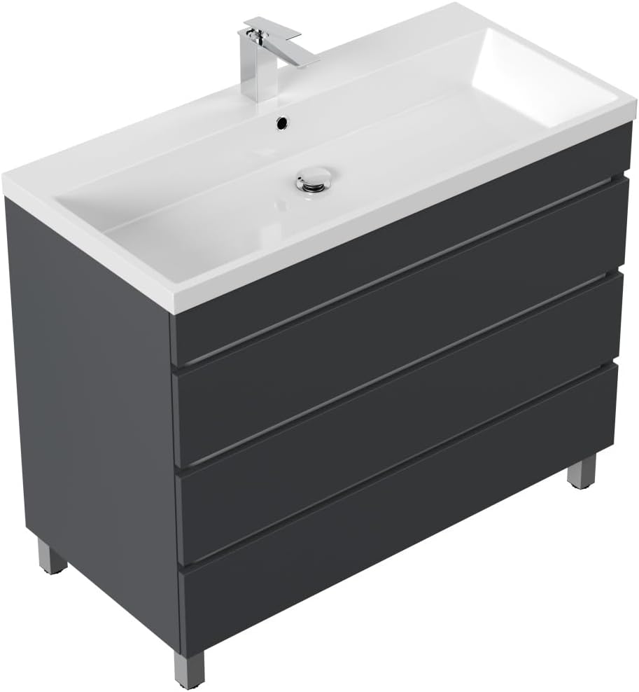 Magnolia Home Waschplätze, Weiß, Stand Badmöbel Via 100 SoftClose mit DREI grifflosen