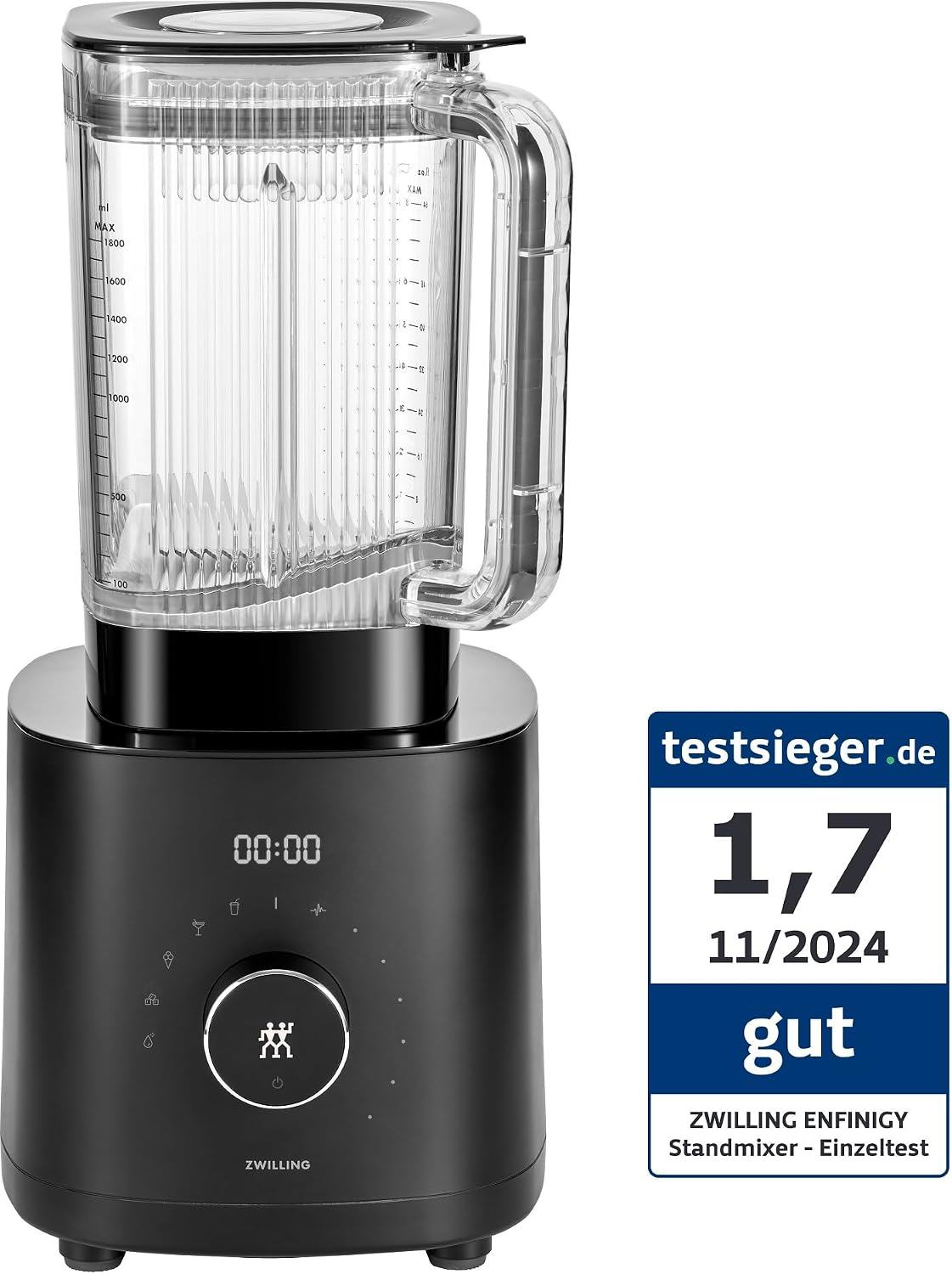 ZWILLING Standmixer, 1.8 Liter, Schwarz, ENFINIGY Hochleistungs, Mixer mit Edelstahl-Winglet-Klinge &