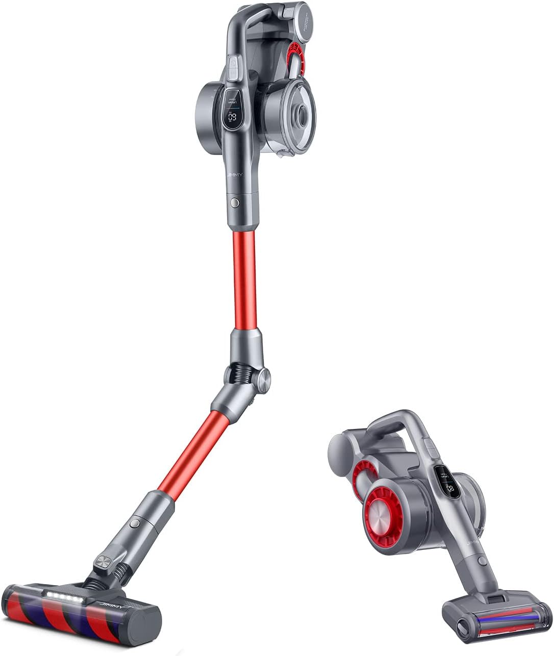 Jimmy Stabstaubsauger, 600 W, Schwarz, H9 Flex Flexibler kabelloser Elektrobesen, Bürste mit eingebauten LEDs und Schmutzsensoren