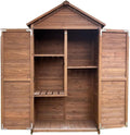 Gerätehaus Yajuer, Braun, Gartenschuppen Aus Holz, Kompakter Werkzeugschrank mit Türen und Griffen, Hoher Gartenschuppen mit Boden für Hinterhof