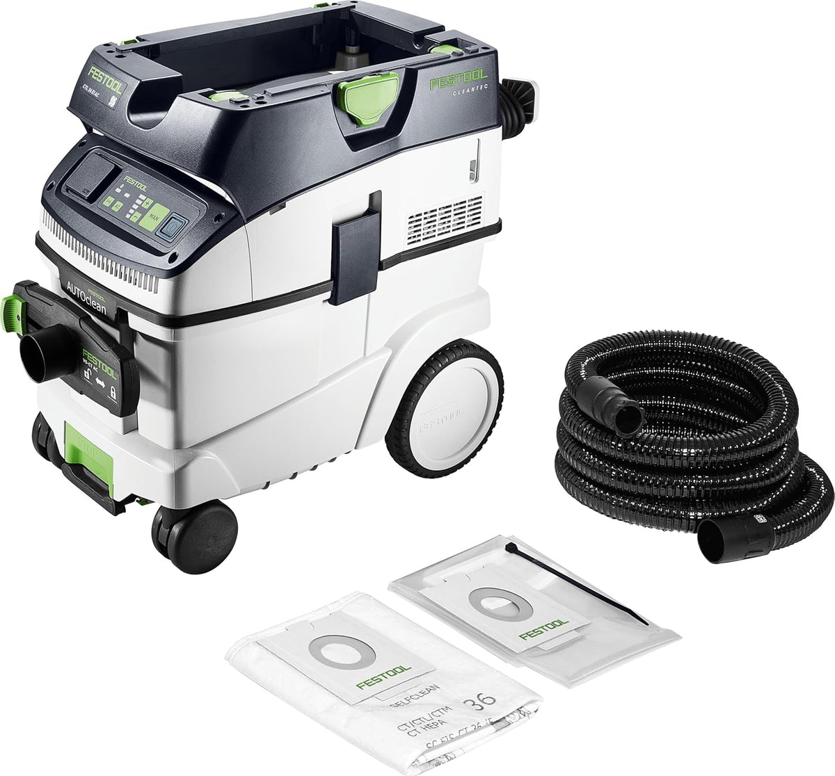 Festool Nass- & Trockensauger, Schwarz/Weiß/Grün, Absaugmobil CLEANTEC CTL 36 Ei AC-LHS
