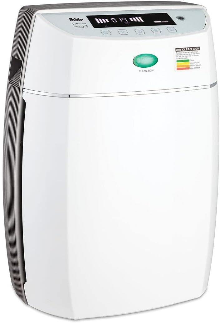Fakir Dunstabzugshaube, 20 dB, 50 m, Weiß, Luminoso Smart Luftreiniger - HEPA H14 System und UVC-Lampe, WLAN-App-Steuerung