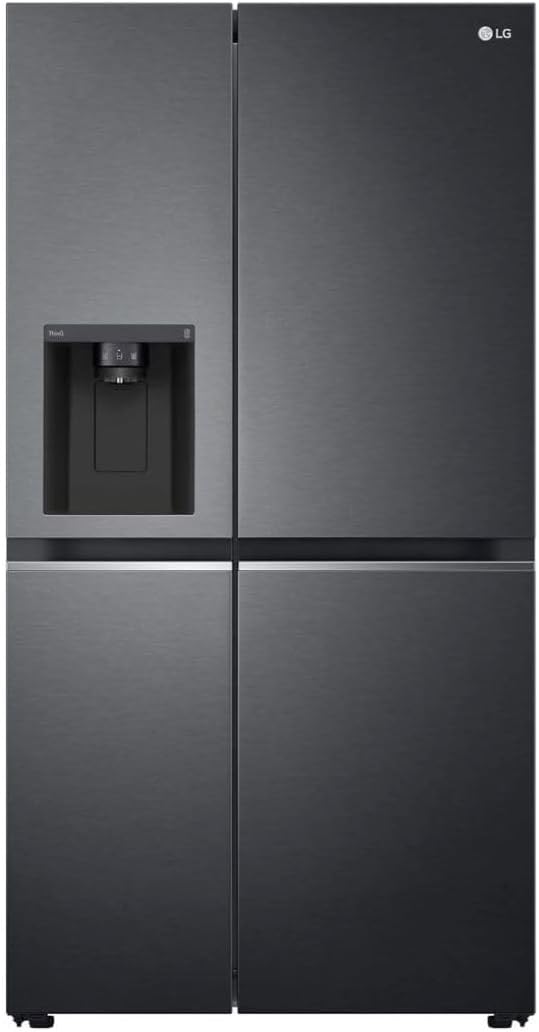 LG Side-by-Side-Kühlschrank, 635 L, Mattschwarz, GSLV71MCLE, Klasse E, Eis-, Crushed Ice- Wasserspender, Total No-Frost