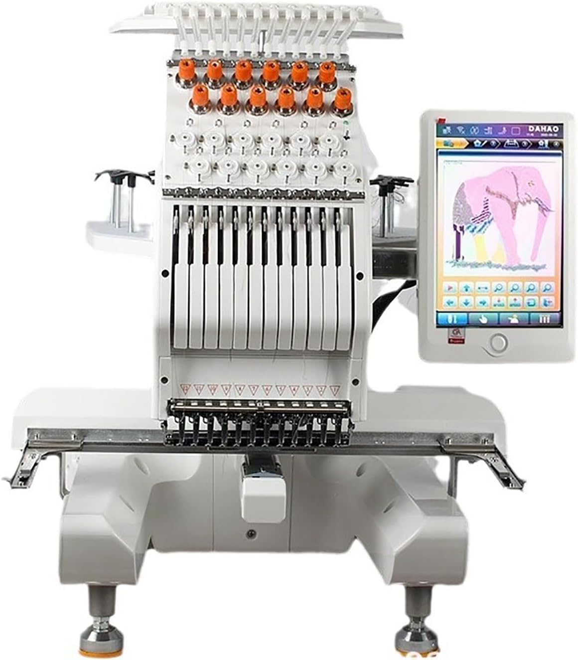 STMKB Nähmaschinen, Schwarz, Kommerzielle Heimstickmaschine, Einkopf-12-Nadel-Stickmaschine Mit Ständer, 10-Zoll-Touchscreen