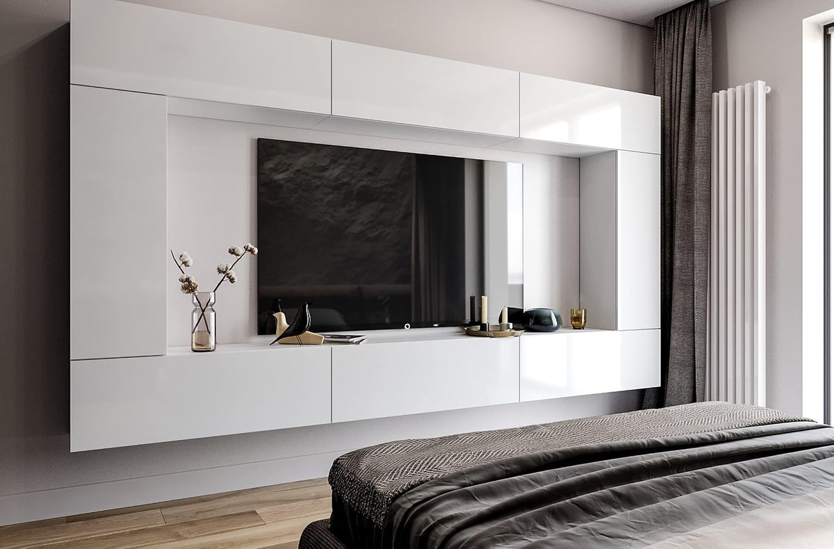 Wohnwand BROMARKT, Natur, Wohnzimmer Set 8 Teile - Wohnzimmer Schrank