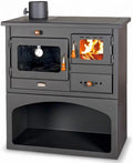 CasaNovae24 Backofen, Silber, Prity 1P34 Holzofen mit, linksöffnend, Türscharnier links, Gusseisen-Oberseite, CE-zertifiziert