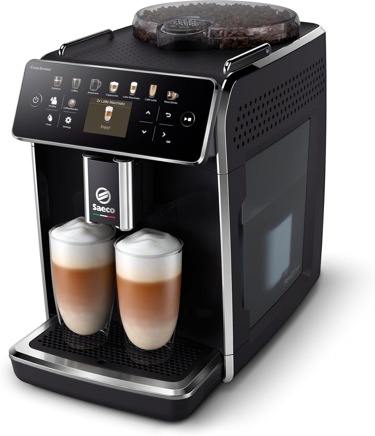 Philips Kaffeevollautomat, schwarz/Silber, Saeco GranAroma SM6580/00