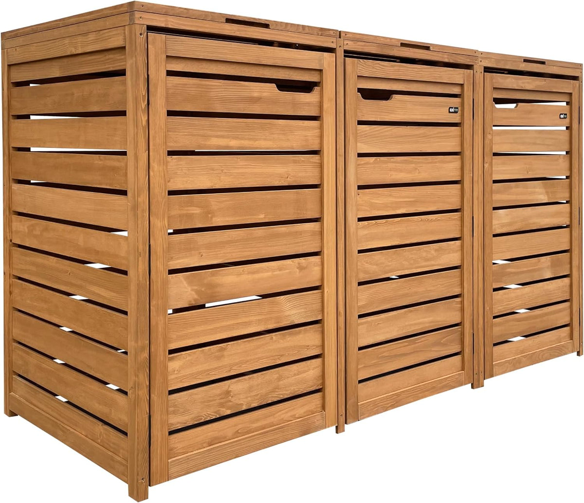 AXI Mülltonnenbox, 720 L, Braun, Lex Holz, Mülltonnenverkleidung mit Deckel für 3 Tonnen - 240-, Müllbox/Aufbewahrungsbox für Mülltonnen