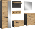 xonox.home Sitzbank, grau, Garderobe Canu X4CE1G01 Garderoben Kombination Set 5tlg. in, Korpus Basalt Nb., Absetzung Artisan Nb