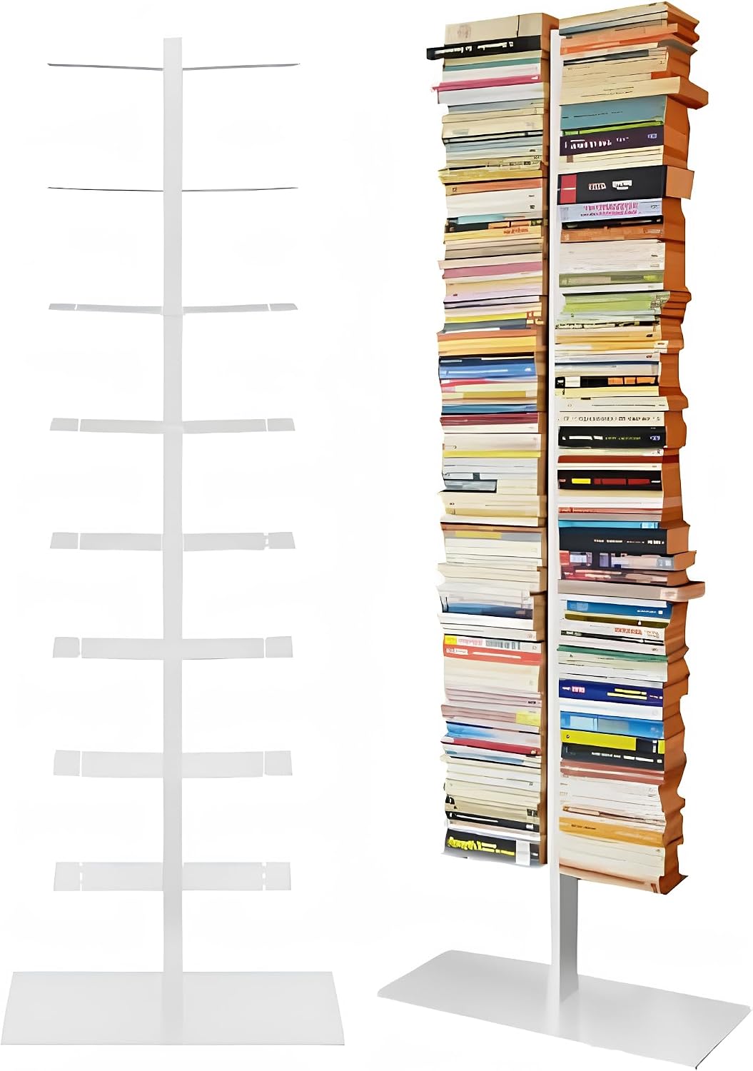 Radius Bücherregal, 170 cm, Weiß, Design Booksbaum Doppel Stand Groß Weiss, Standregal aus pulverbeschichtetem Stahl