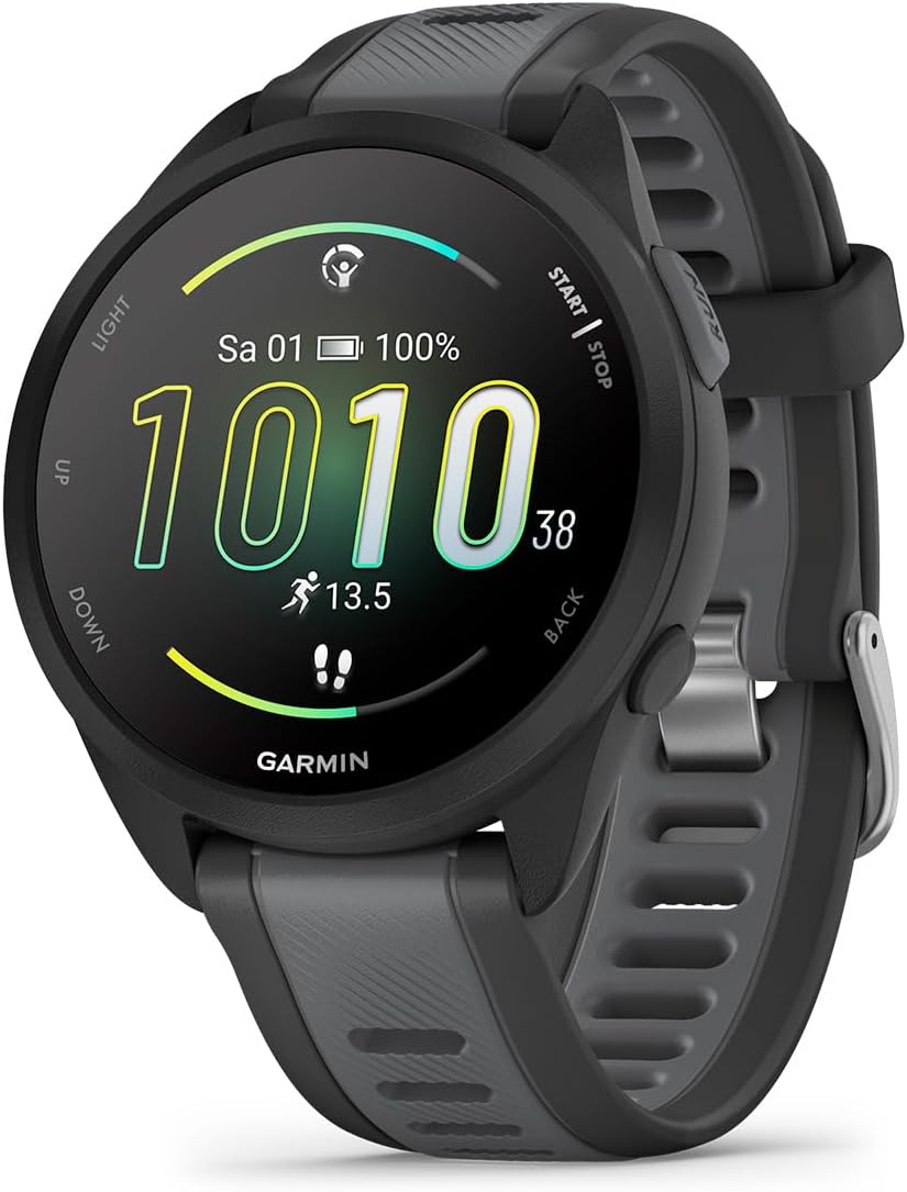 Garmin Smartwatch, 43 mm, Schwarz, Forerunner 165 - Lauf-, 2' AMOLED Touchscreen, bis zu 11 Tage Akkulaufzeit, 25+ Sport-Apps
